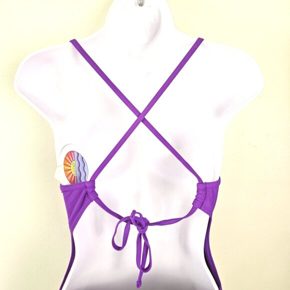 Sporti Womens Poly Pro Tie Back One Piece Swimsuit Size 34 Purple Pool Beach - Picture 7 of 11